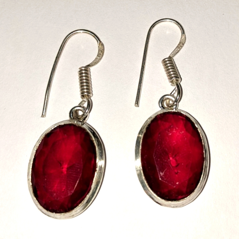 Mozambique Garnet 925 Sterling Silver Handmade Dangle Earrings